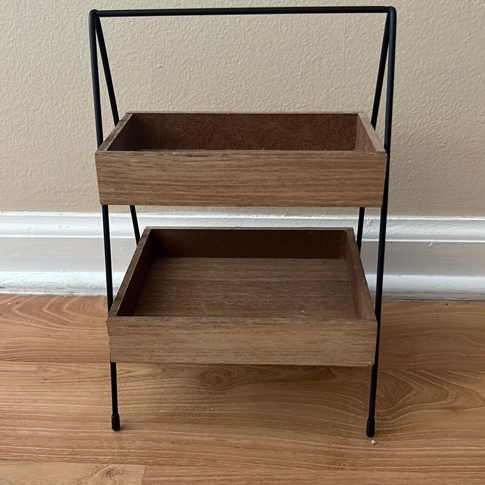 2 Tier small Wooden Rustic Retro Tiered Tray Farmhouse Tiered Tray Stand